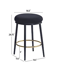 Streamdale Furniture Modern Counter Stools (4), 24.75", Black w/Iron Frame, Cushions