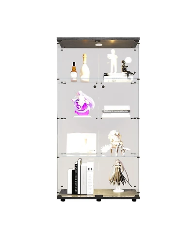 Streamdale Furniture Led Glass Display Cabinet with 4 Shelves, 64.7"x31.7"x14.3")