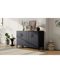 Streamdale Furniture Farmhouse 4-Door Cabinet Rustic Accent
