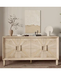 Streamdale Furniture 60" Rustic Farmhouse Credenza - Sunburst Doors Antique