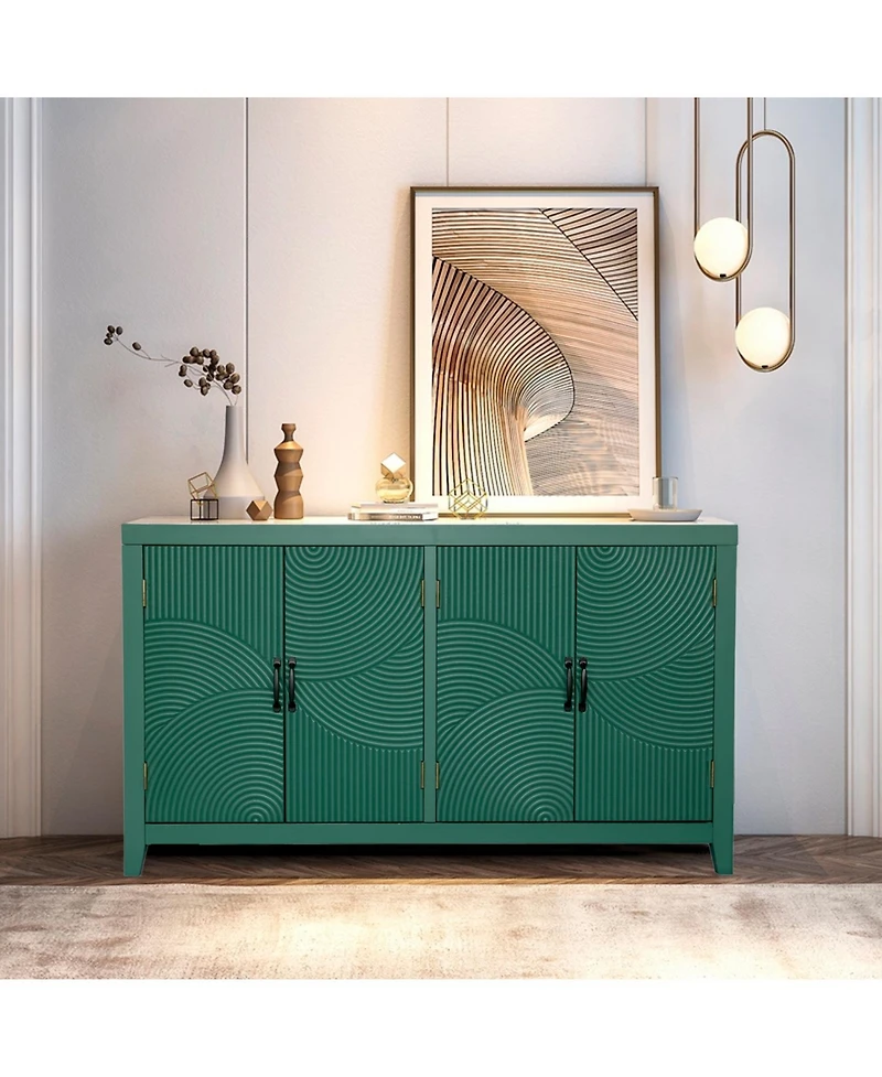 Streamdale Furniture 59" Green Accent Cabinet - Mid Century Modern Buffet/Console