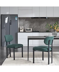 Streamdale Furniture Boucle Dining Chairs Set of 2 Black Metal Legs