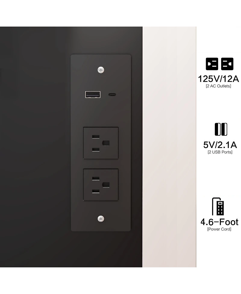 Streamdale Furniture 17" Led Vanity Table Set Touch 3 Colors Storage & Power