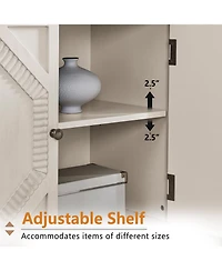 Streamdale Furniture Retro Wooden Sideboard Buffet Cabinet - Antique White