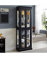 Streamdale Furniture Lighted Glass Curio Cabinet - Black