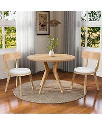 Streamdale FurnitureSet of 2 Modern Upholstered Dining Chairs, Rubberwood