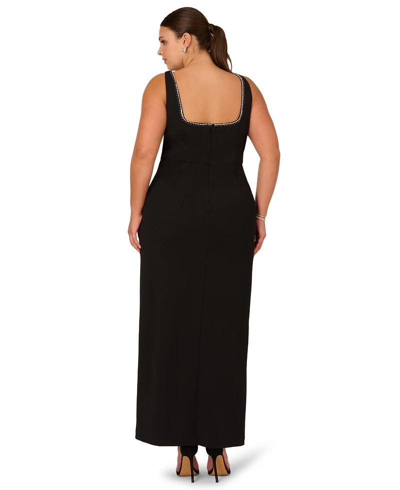 Adrianna Plus Embellished Crepe Gown