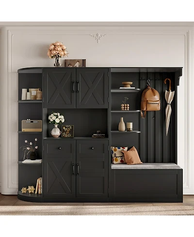 Streamdale Furniture Hall Cabinet with Storage & Hooks