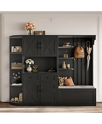 Streamdale Furniture Hall Cabinet with Storage & Hooks