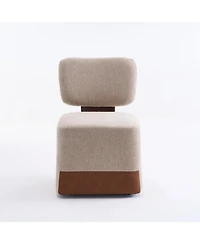 Streamdale Linen Upholstered Armless Dining Chair with Casters,Beige