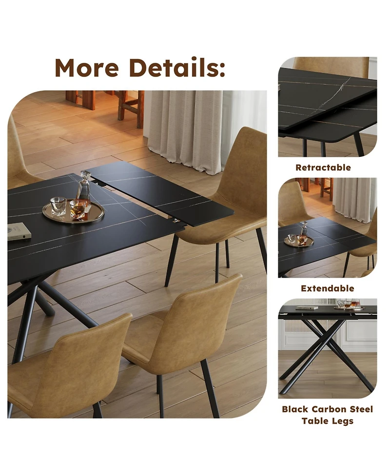 Streamdale Furniture Streamdale Retractable Sintered Stone Dining Table Set (Table + Chairs