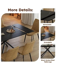 Streamdale Furniture Streamdale Retractable Sintered Stone Dining Table Set (Table + Chairs