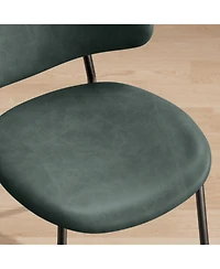 Streamdale Furniture Green Pu Leather Dining Chairs - Set of 4