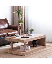 Streamdale Furniture Rustic Wood Coffee Table with Shelf