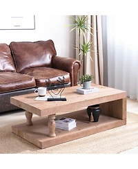 Streamdale Furniture Rustic Wood Coffee Table with Shelf