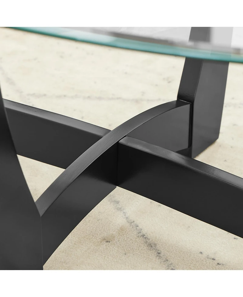 Streamdale Furniture 23.5" Round Glass Coffee Table - Black