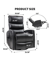 Streamdale Furniture Heat Massage Rocker Recliner Chair, Swivel Fabric