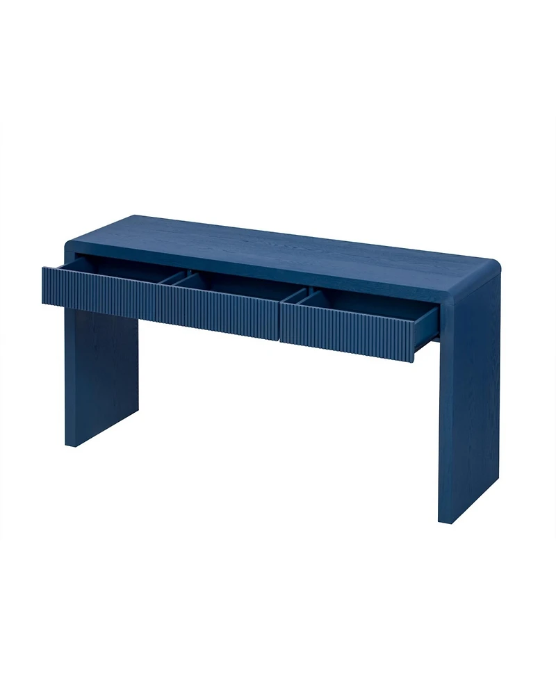 Streamdale Furniture Rustic Console Table - Fluted Drawers, Wood Veneer, Apricot