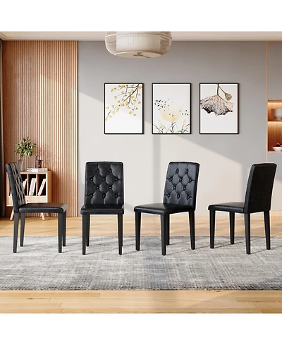 Streamdale Furniture Black Pu Dining Chairs (4-Pack)
