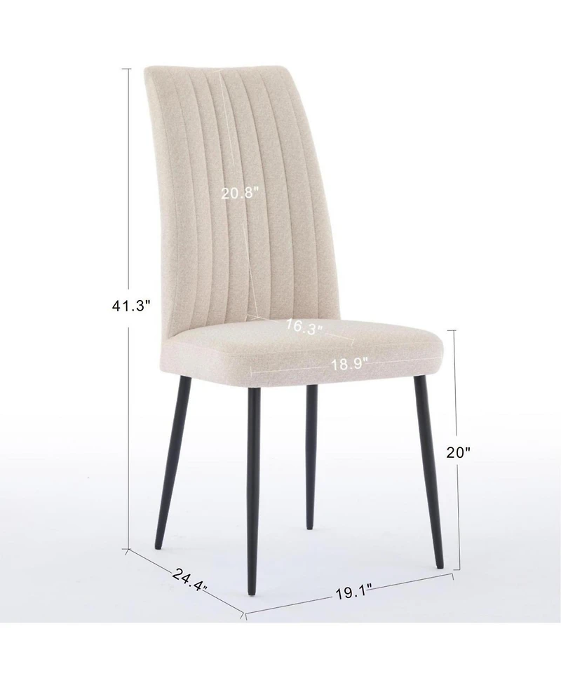 Streamdale Furniture Streamdale Beige Velvet Dining Chairs (Set of 2) - Adjustable Feet