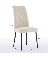 Streamdale Furniture Streamdale Beige Velvet Dining Chairs (Set of 2) - Adjustable Feet