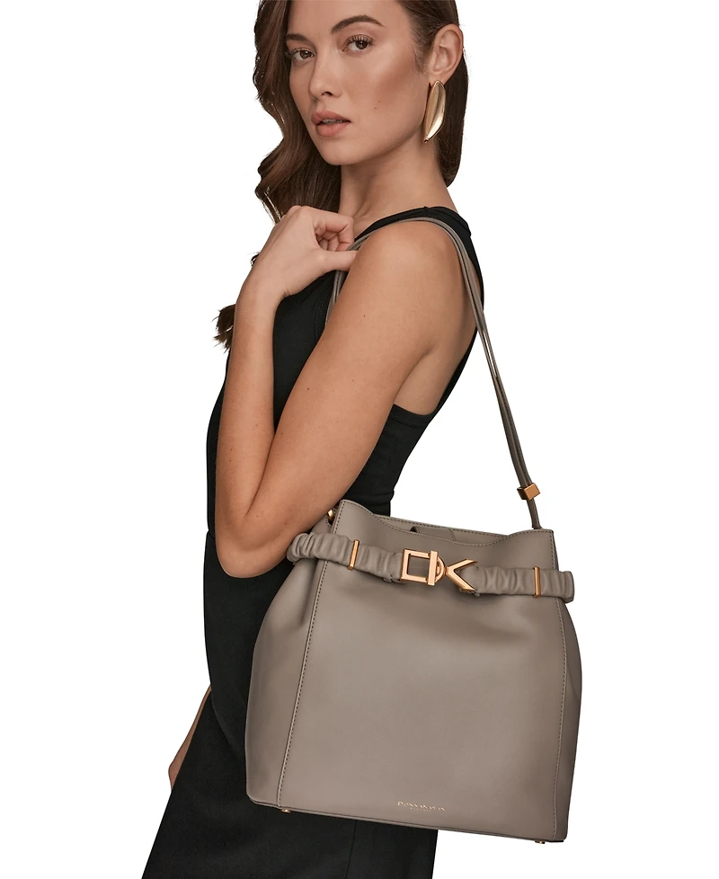 Donna Karan New York Gingham Medium Bucket Bag