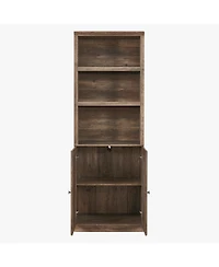 Streamdale Furniture 1 Doors Bookshelf with Usb Port and 3 Open Shelves Bookcase Side Cabinet Storage Shelves