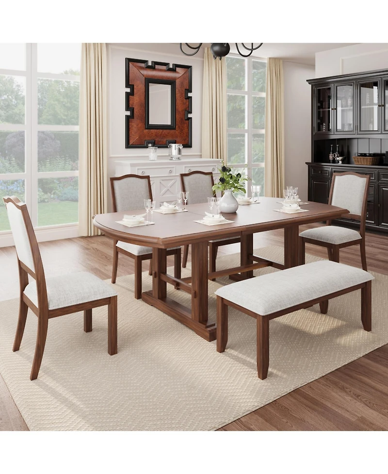 Streamdale Furniture Extendable Wood Dining Set with 4 Chairs & Bench