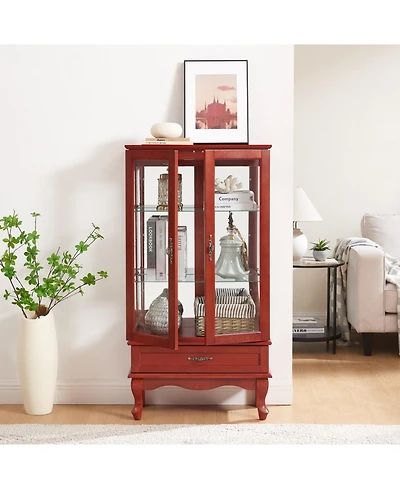 Streamdale Furniture Lighted Cherry Glass Display Cabinet