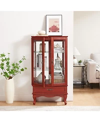 Streamdale Furniture Lighted Cherry Glass Display Cabinet