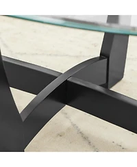Streamdale 48" Oval Glass Coffee Table - Black Round Center Table