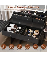 Streamdale Furniture Modern Vanity Desk with Lighted Mirror & Power Outlet - Black