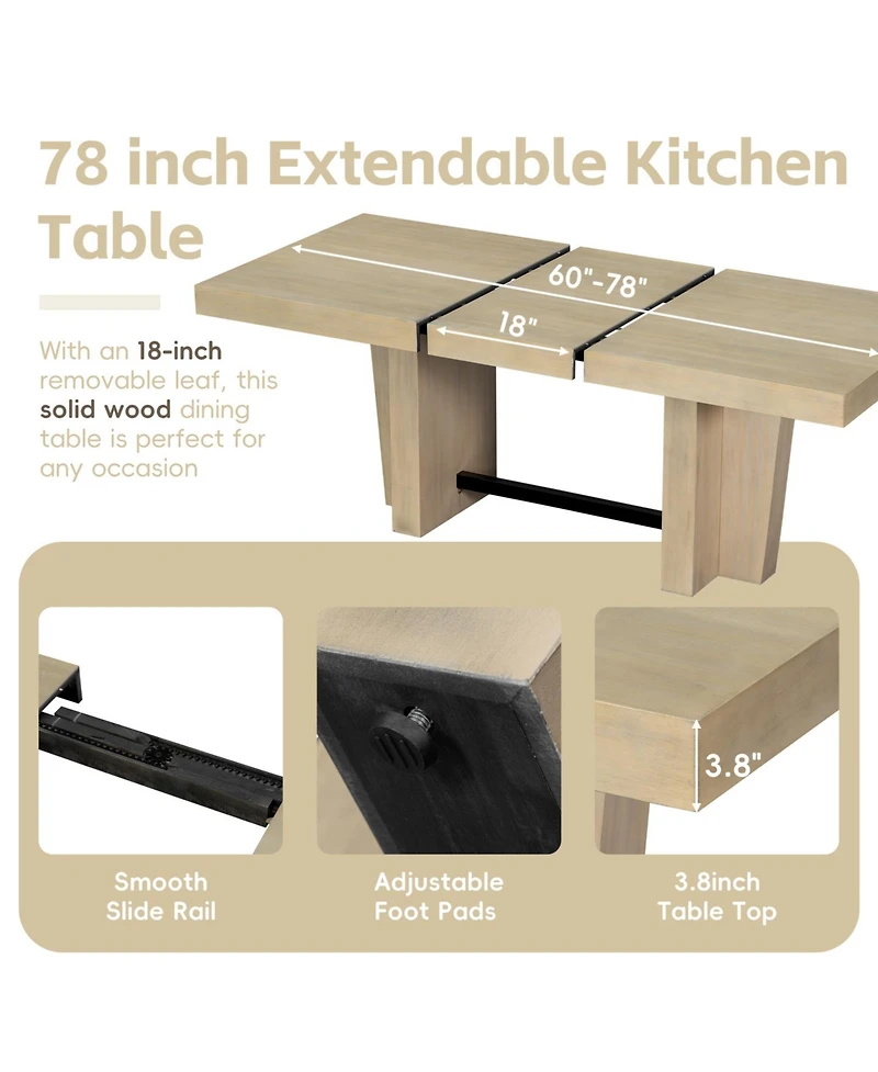 Streamdale Furniture Streamdale Farmhouse Extendable Dining Table Set with Bench & 4 Chairs