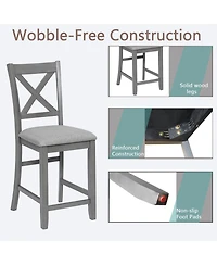 Streamdale Furniture Counter Height Chairs Set of 4, Padded Seat, Gray