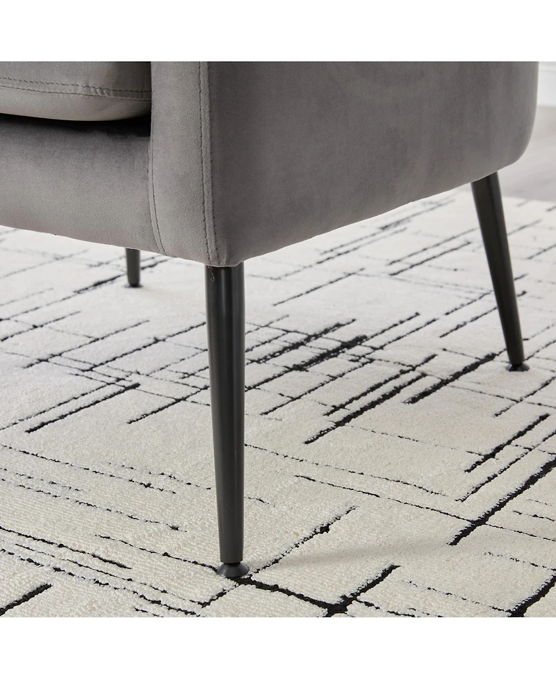 Streamdale Furniture Velvet Open Back Accent Chair, Metal Legs