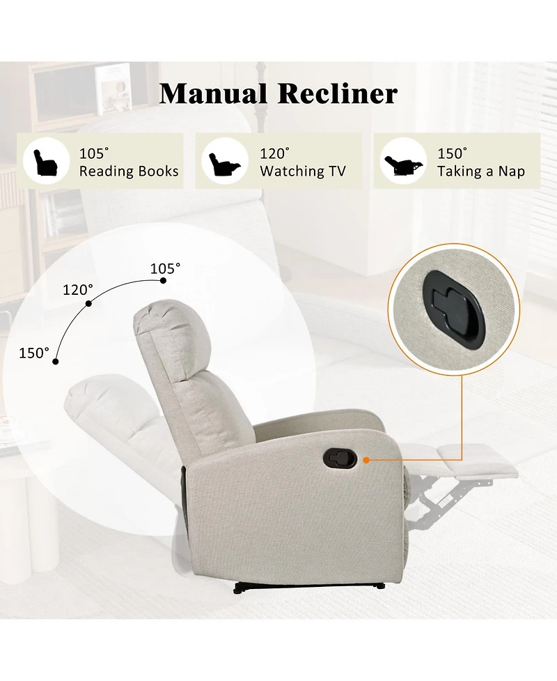 Streamdale Furniture Modern Manual Recliner Chair - Wheat