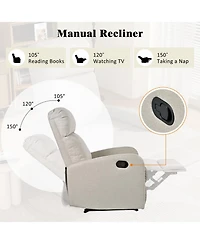 Streamdale Furniture Modern Manual Recliner Chair - Wheat