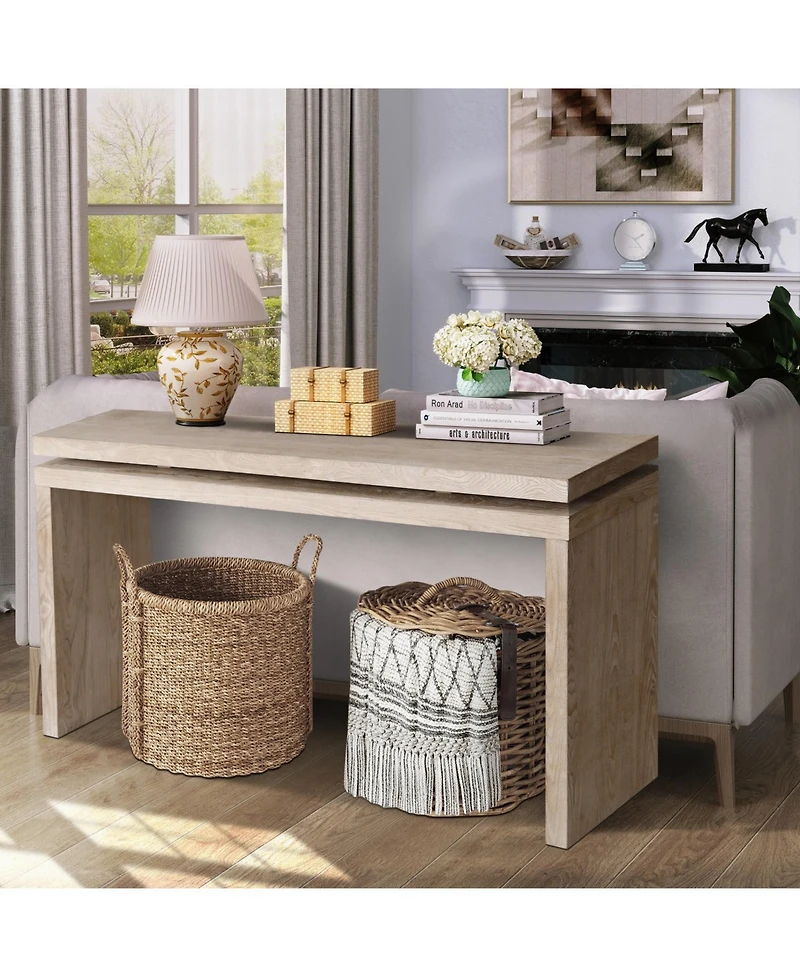 Streamdale Furniture Streamdale 60" Antique Natural Farmhouse Console Table