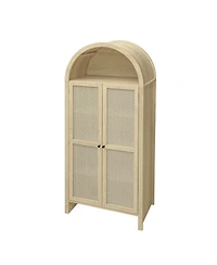 Streamdale Furniture Arched Kitchen Pantry Cabinet with Rattan Door & Adjustable Shelves