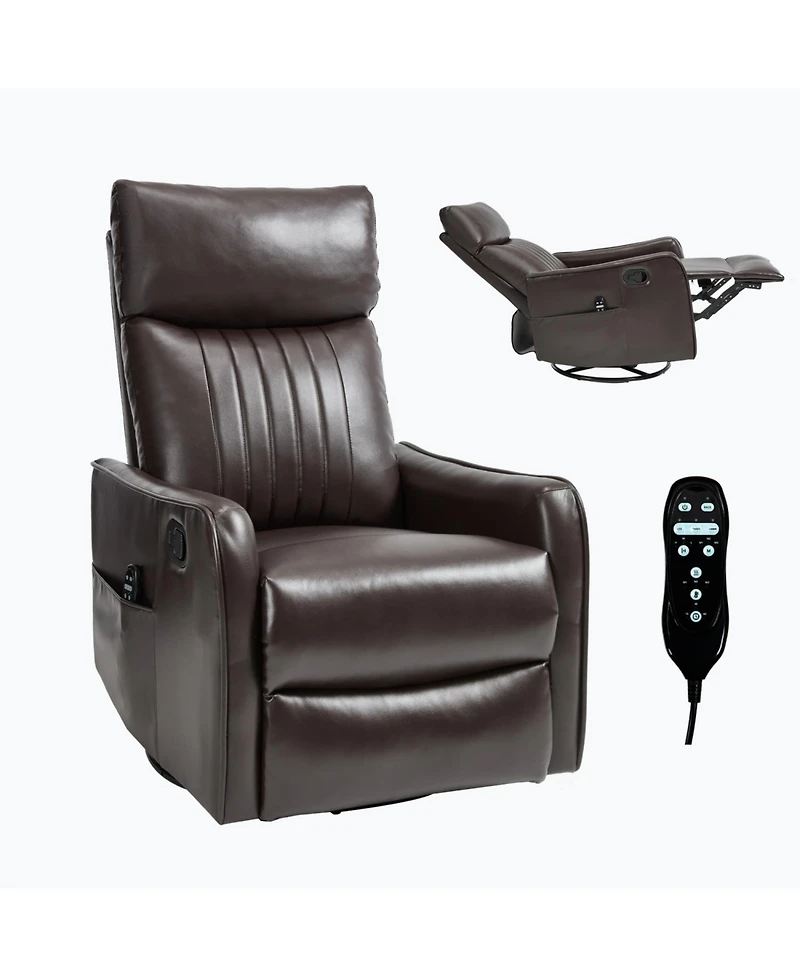 Streamdale Furniture Brown Faux Leather Massage Rocker Recliner