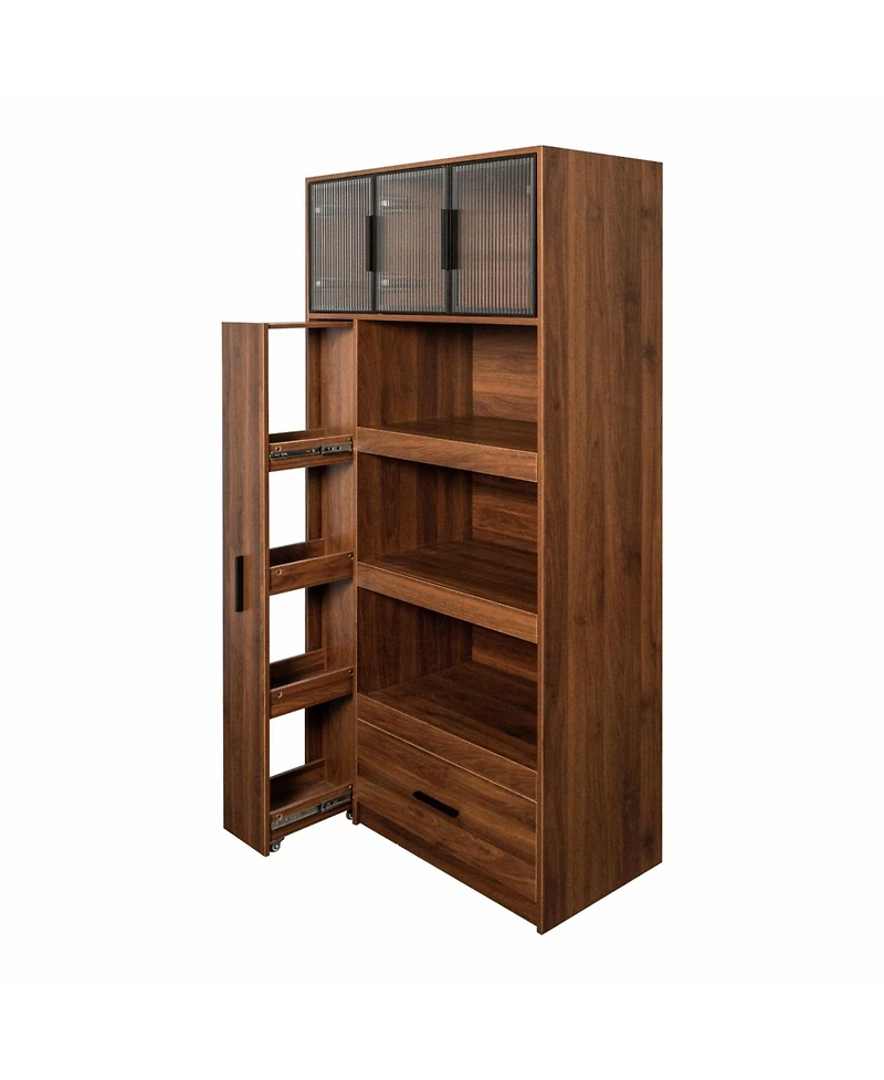 Streamdale Furniture 70.87" Kitchen Pantry Cabinet w/ Pull-Out Shelves, Drawer & Microwave Stand