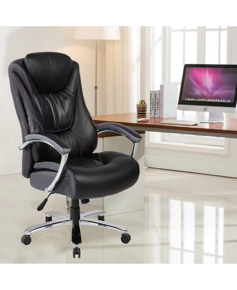 Streamdale Furniture Ergonomic Pu Leather Office Chair with Lumbar Support