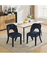 Streamdale Blue Chenille Dining Chairs - Hollow Back, Set of 2