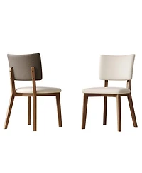 Streamdale Solid Wood Dining Chairs (Set of 2) - Modern Wooden Leg, White & Walnut