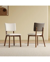 Streamdale Solid Wood Dining Chairs (Set of 2) - Modern Wooden Leg, White & Walnut