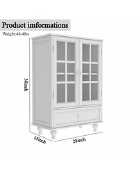 Streamdale Furniture Modern White Glass Door Buffet Cabinet