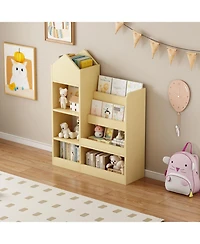 Streamdale Furniture Streamdale Kids Wooden Bookshelf with 6 Compartments, 2 Baskets, and Storage Bins