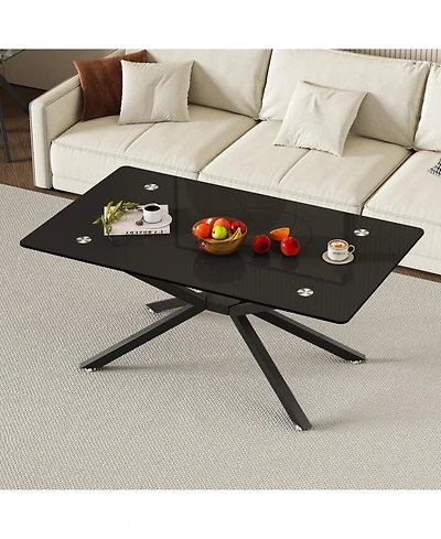 Streamdale Furniture Glass Coffee Table with Metal Legs