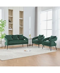 Streamdale Furniture Streamdale Velvet Living Room Set- Loveseat & 2 Chairs, Green