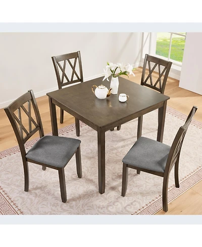 Streamdale Furniture Elegant Walnut 5-Piece Dining Table Set